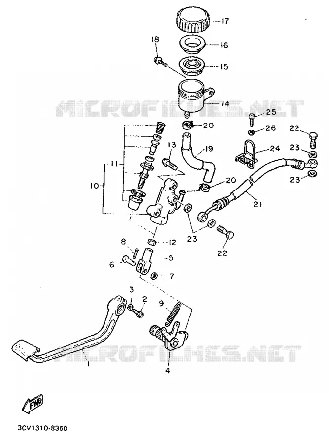 BOMBA DE FRENO TRASERA Yamaha MOTO 1200 1988 FJ  FJ1200