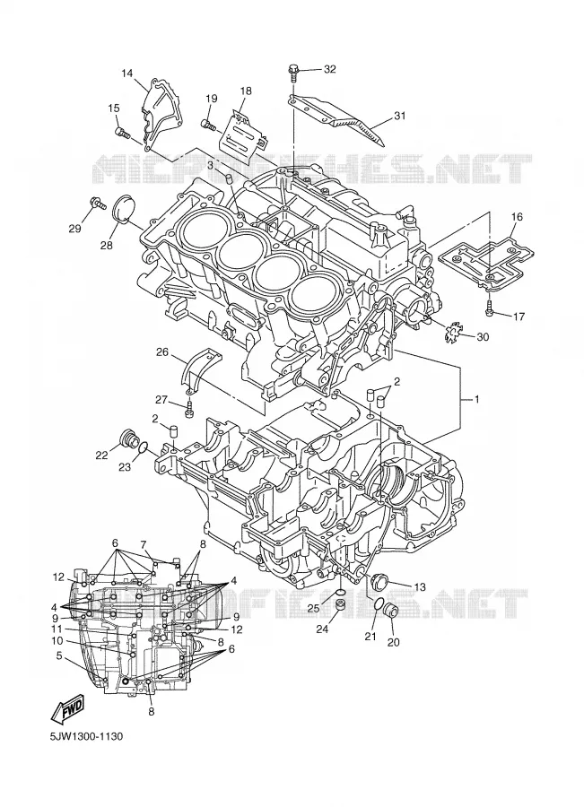 CARTERES CIGÜEÑAL Yamaha MOTO 1300 2002 FJR  FJR1300