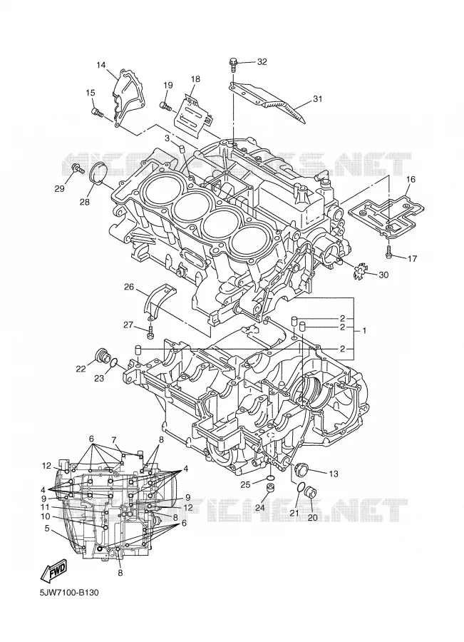 CARTERES CIGÜEÑAL Yamaha MOTO 1300 2005 FJR  FJR1300