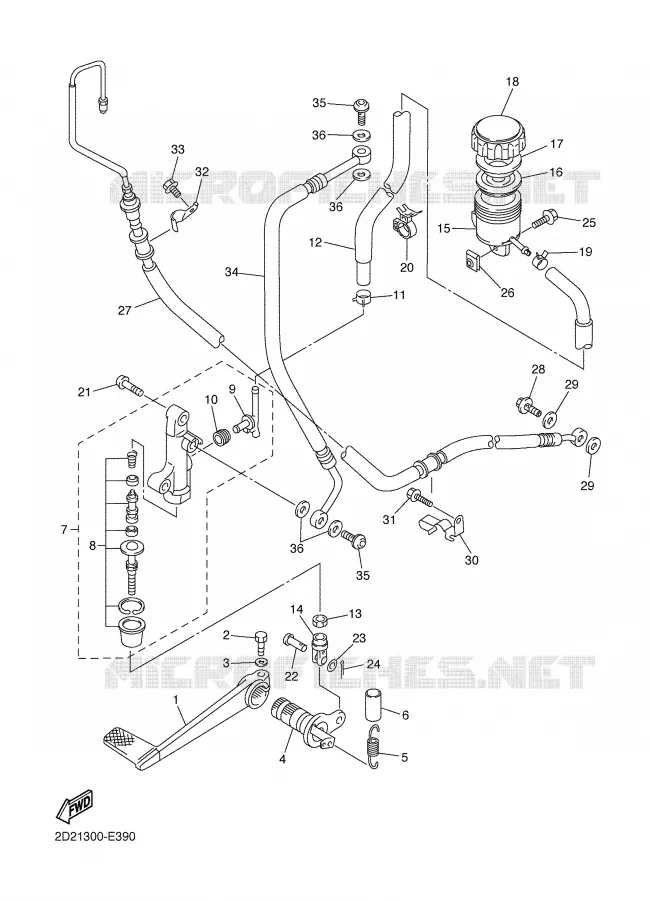 BOMBA DE FRENO TRASERA Yamaha MOTO 1300 2007 FJR  FJR1300AS