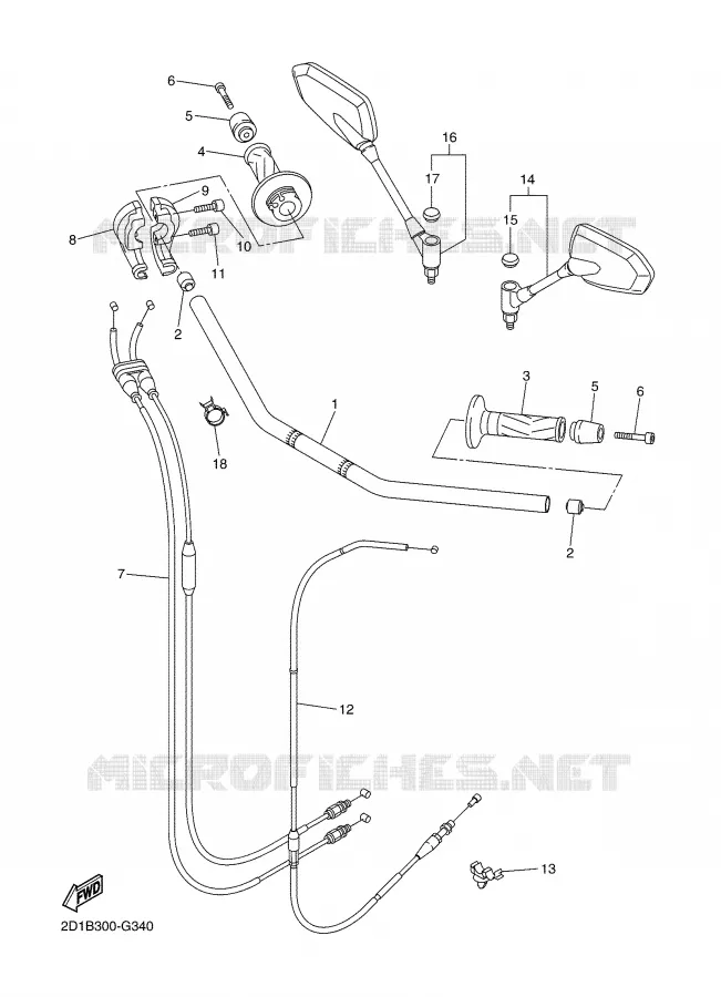 MANILLAR / CABLE Yamaha MOTO 1000 2008 FZ1  FZ1-N FAZER _