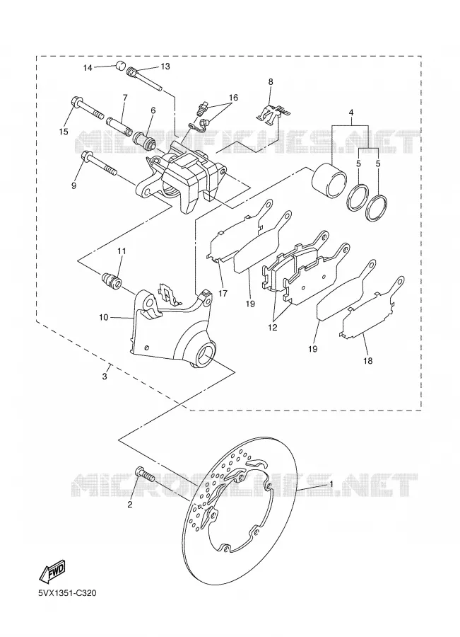 PINZA FRENO TRASEIRA Yamaha MOTO 600 2004 FZ6  FZ6-NS