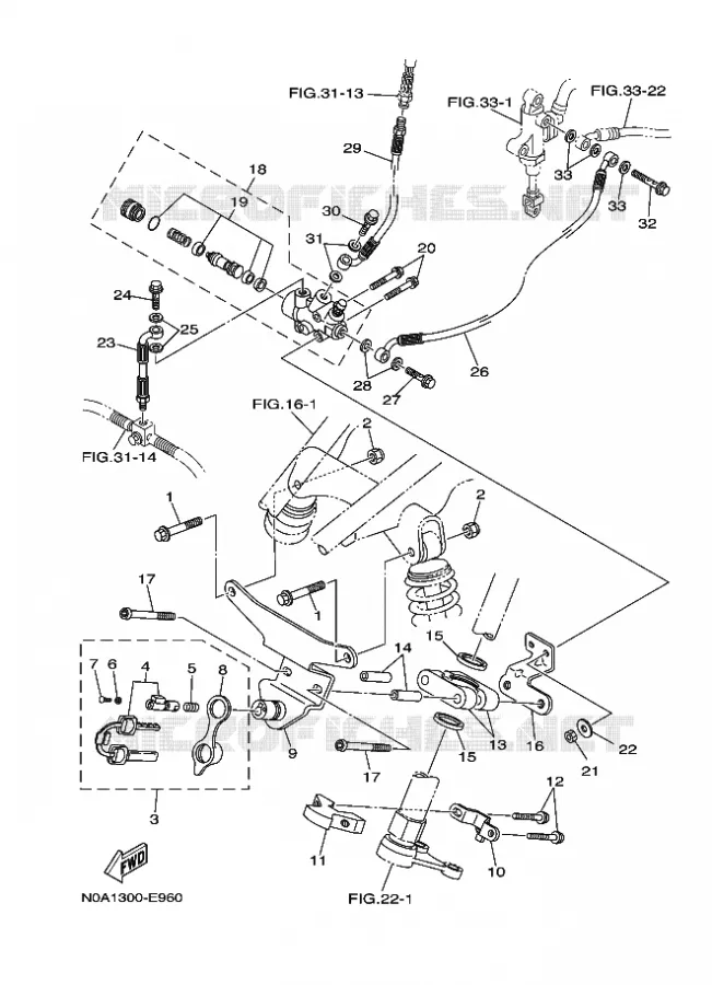 FRENO / DIRECCION (N0A4) Yamaha QUAD 350 2006 RAPTOR  YFM350 YFM350RV