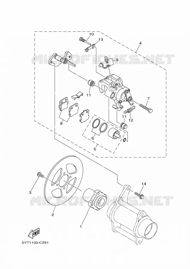 PINZA FRENO TRASEIRA Yamaha QUAD 350 2006 RAPTOR  YFM350 YFM350RV