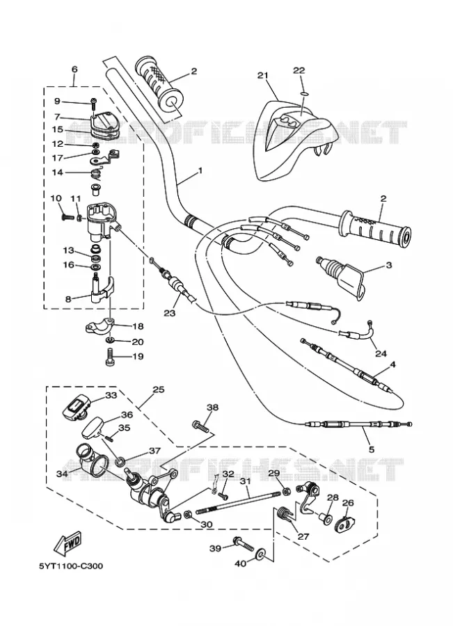 MANILLAR / CABLE Yamaha QUAD 350 2008 RAPTOR  YFM350 YFM35RX RAPTOR 350