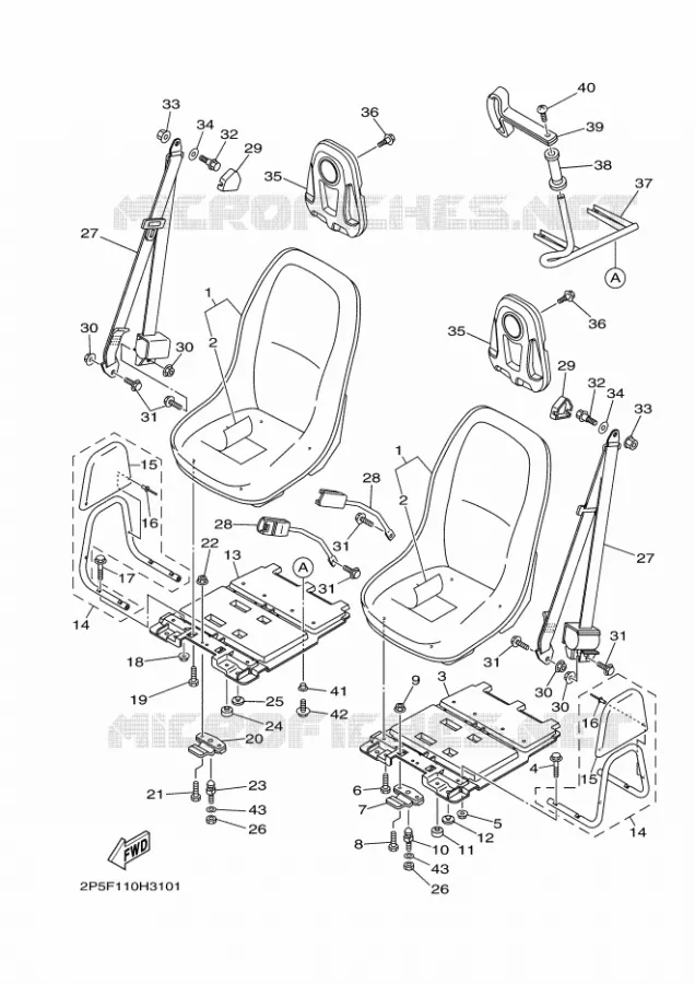 ASIENTO Yamaha SIDE BY SIDE 700 2009 RHINO  YXR700F YXR70FSP2Y RHINO 700 FI