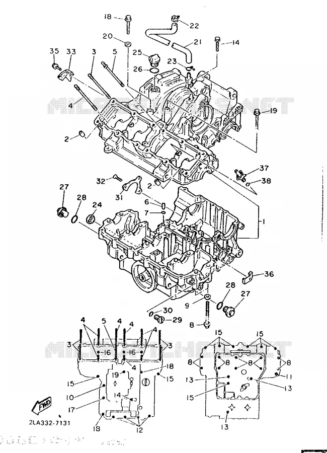 CARTERES CIGÜEÑAL Yamaha MOTO 1000 1987 FZR  FZR1000