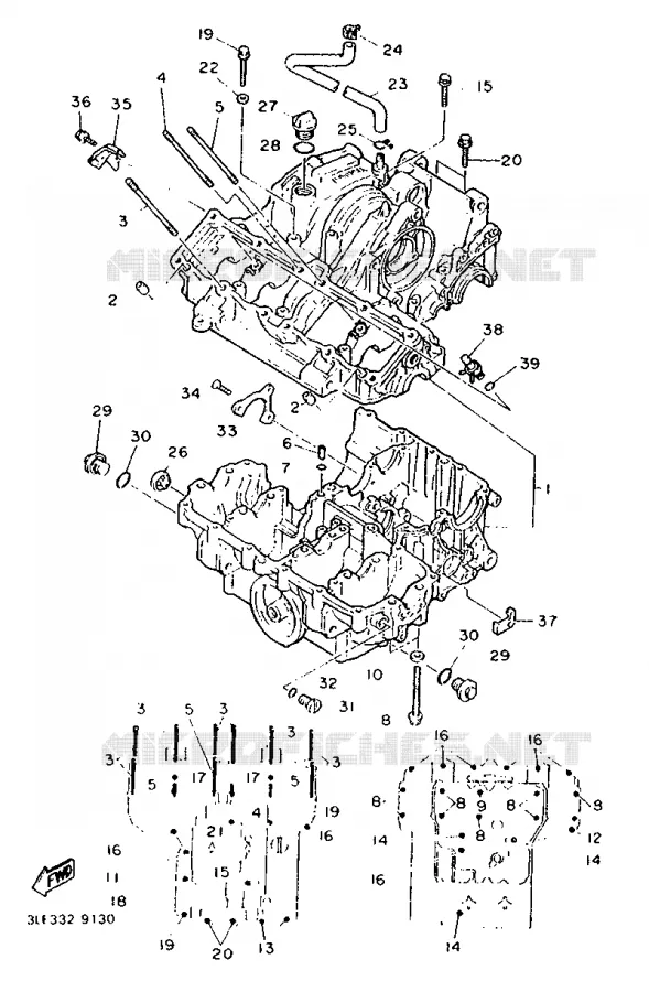 CARTERES CIGÜEÑAL Yamaha MOTO 1000 1990 FZR  FZR1000
