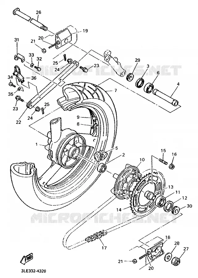 RUEDA TRASERA Yamaha MOTO 1000 1995 FZR  FZR1000
