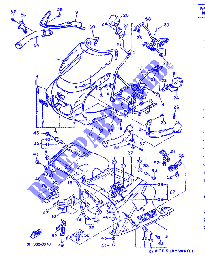 TAPAS DELANTERA para Yamaha FZR600H (67KW) 1993
