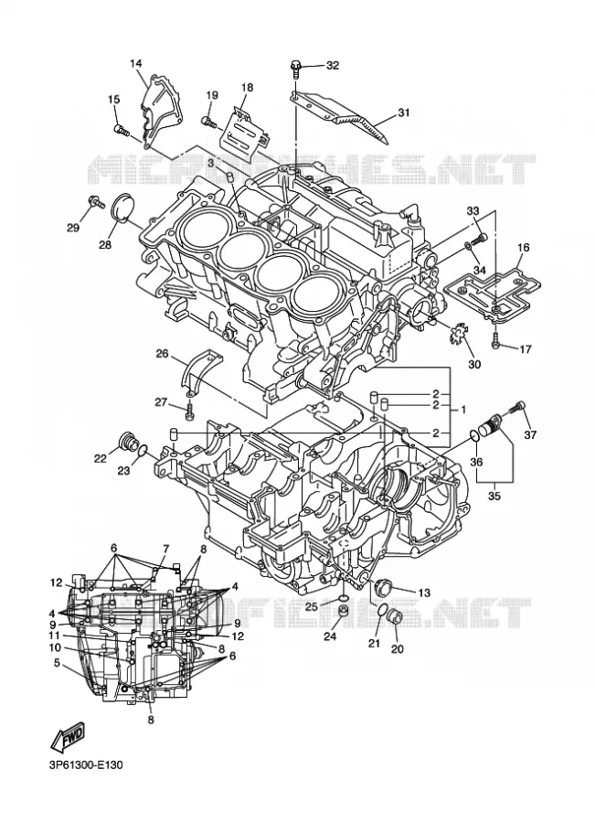 CARTERES CIGÜEÑAL Yamaha MOTO 1300 2011 FJR ABS  FJR1300A