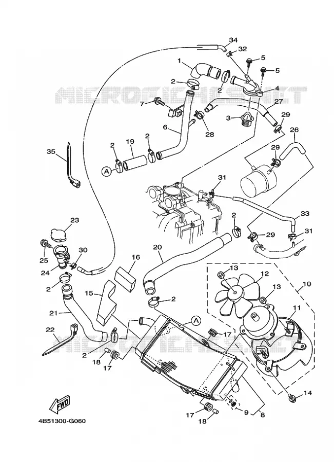 RADIADOR / MANGUERAS Yamaha SCOOTER 500 2011 TMAX  XP500 TMAX