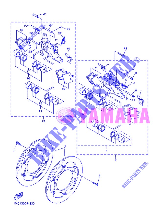 PINZA FRENO DELANTERA para Yamaha FJR1300A 2013