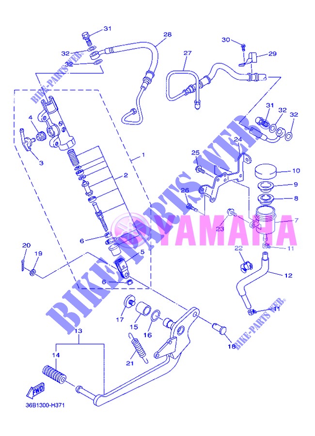 BOMBA DE FRENO TRASERA para Yamaha DIVERSION 600 ABS 2013
