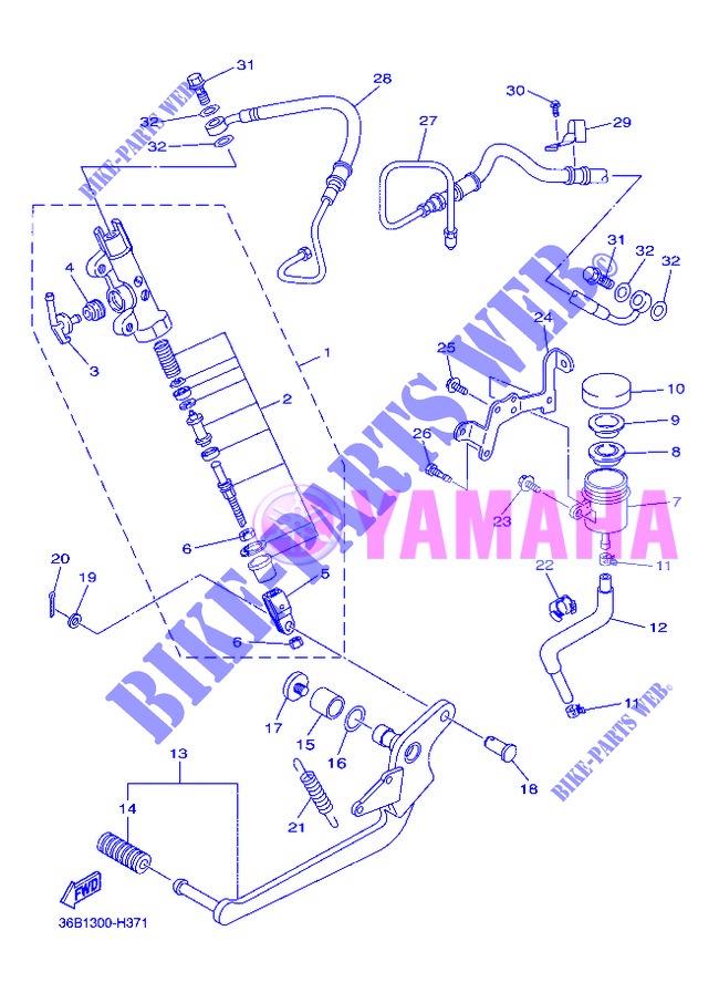 BOMBA DE FRENO TRASERA para Yamaha DIVERSION 600 ABS 2013