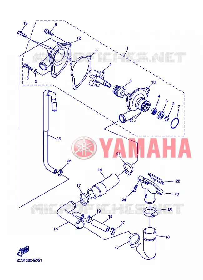 BOMBA DE AGUA / MANGUERAS Yamaha MOTO 600 2013 R6  YZF-R6
