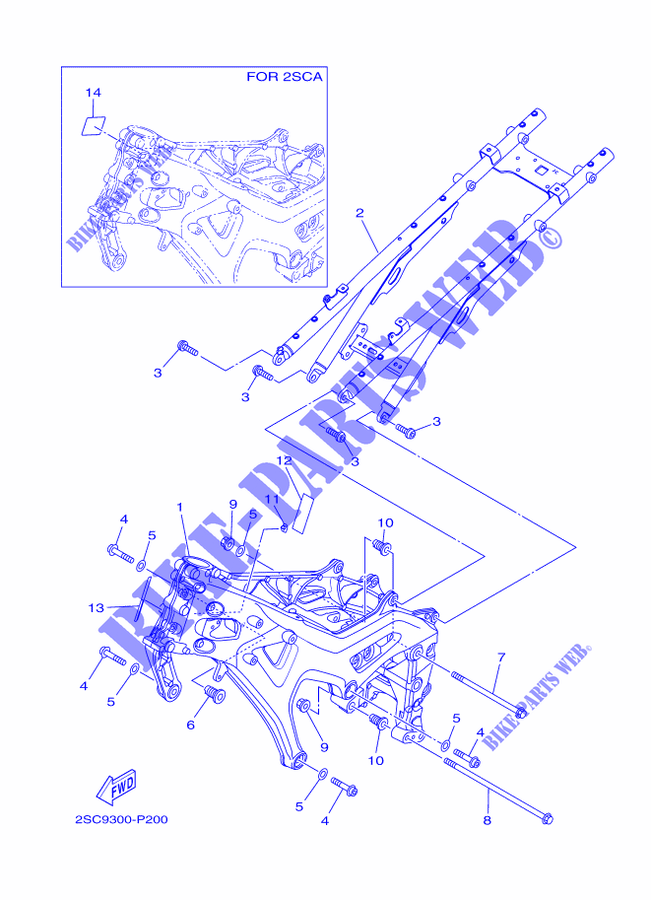 BASTIDOR para Yamaha MT-09 TRACER ABS RACE BLUE 2015