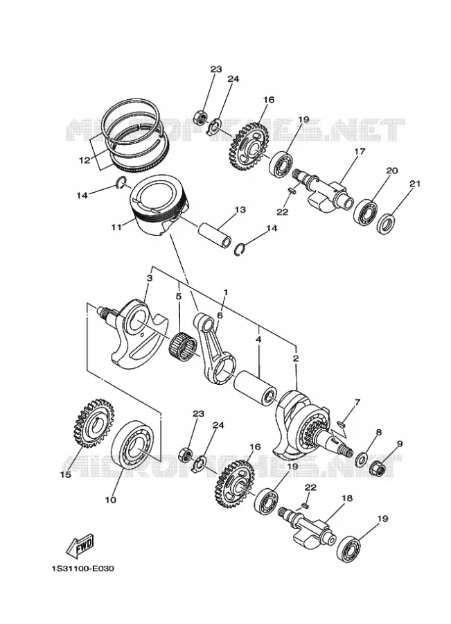 CIGUEÑAL / PISTÓN Yamaha QUAD 700 2010 RAPTOR  YFM700R