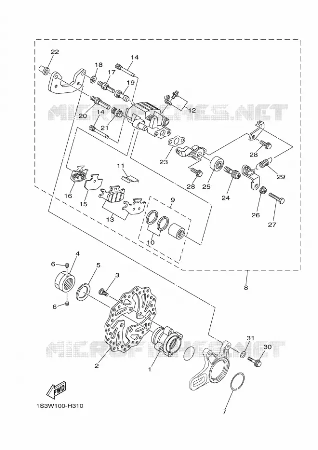 PINZA FRENO TRASEIRA Yamaha QUAD 700 2010 RAPTOR  YFM700R