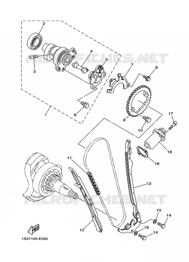 ÁRBOL DE LEVAS / CADENA Yamaha QUAD 700 2006 RAPTOR  YFM700RYFM700RV