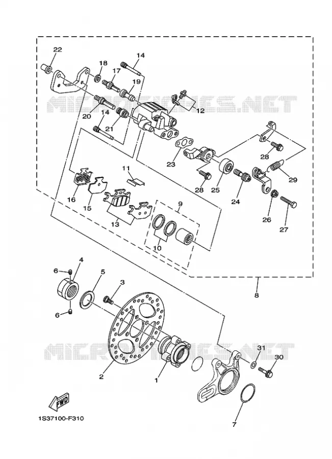 PINZA FRENO TRASEIRA Yamaha QUAD 700 2009 RAPTOR  YFM700RYFM70RY
