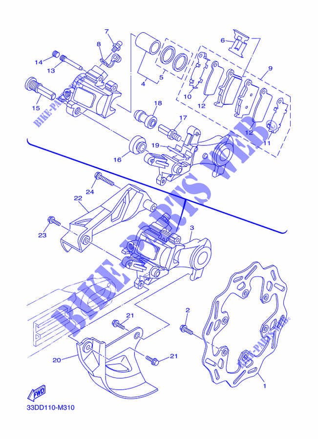 PINZA FRENO TRASEIRA para Yamaha YZ450F 2015