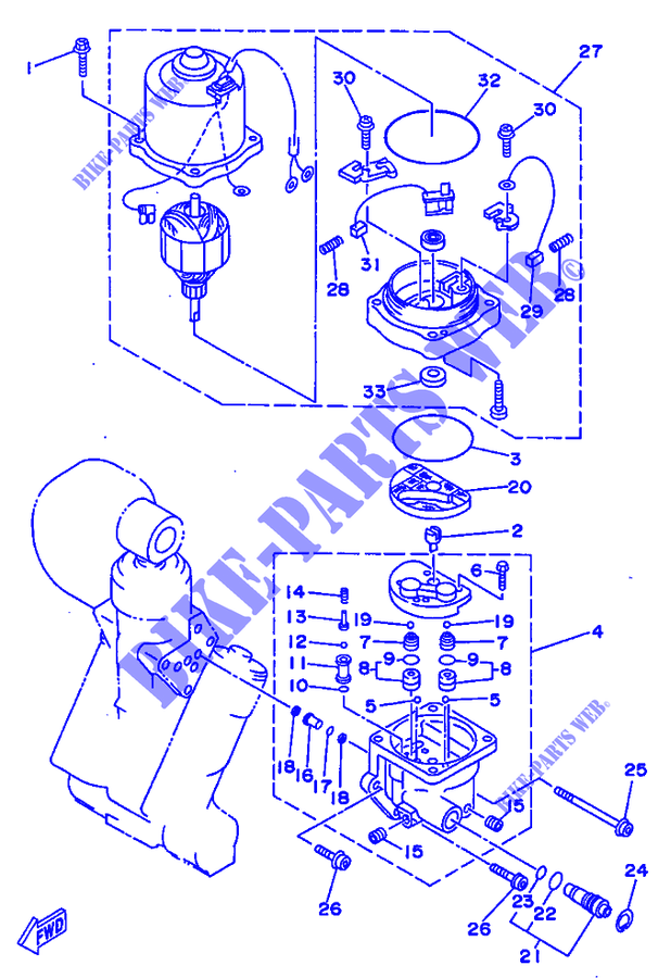 SISTEMA DE INCLINACIÓN para Yamaha 115C 2 Stroke, Electric Starter, Remote Control, Power Trim & Tilt 1997