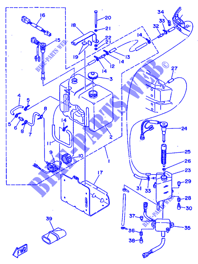 DEPOSITO DE GASOLINA para Yamaha 130B 2 Stroke, Electric Starter, Remote Control, Power Trim & Tilt 1997