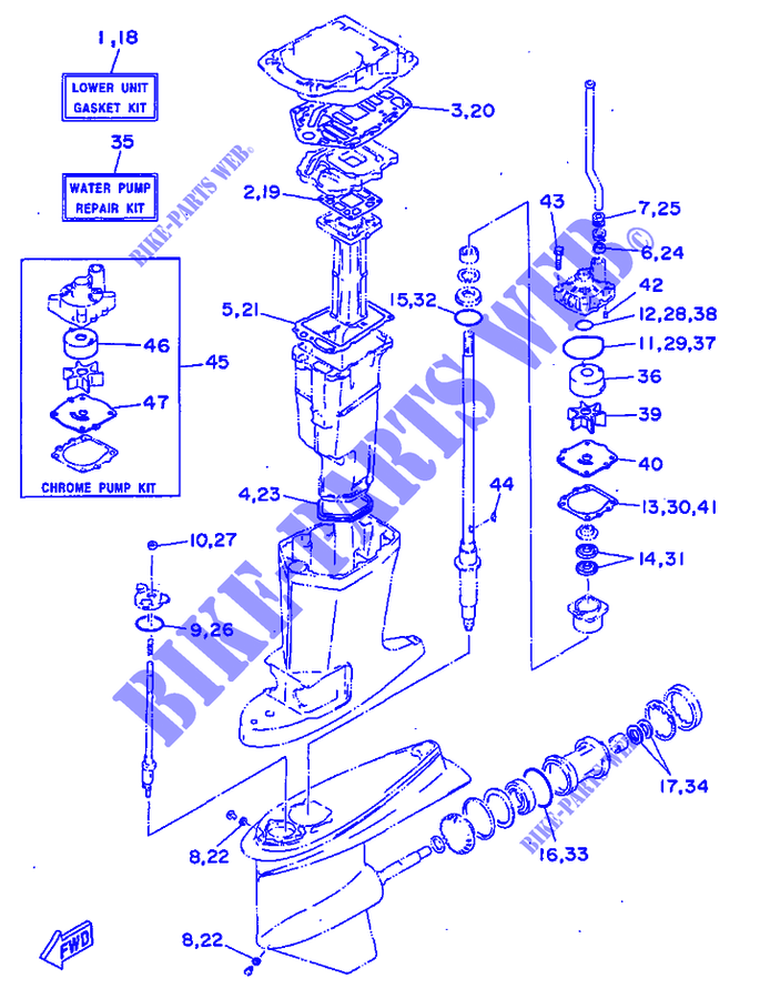 KIT DE REPARACIÓN 2 para Yamaha L130B Left hand, Electric Starter, Remote Control, Power Trim & Til, Oil injectiont 1998