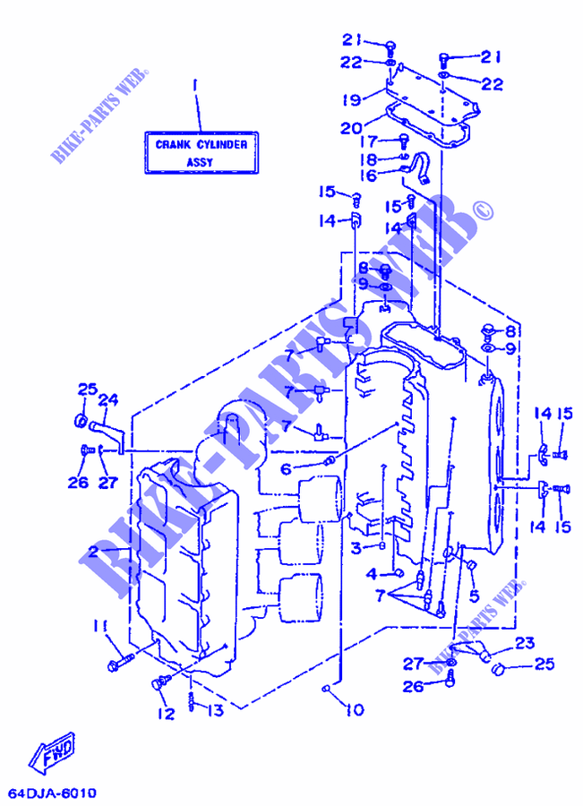 CILINDRO / CARTERES CIGÜEÑAL 1 para Yamaha 175D 2 Stroke, Electric Starter, Remote Control, Power Trim & Tilt 1997