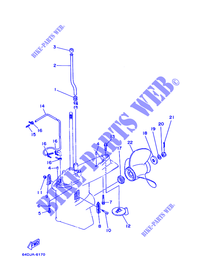 TAPA INFERIOR Y TRANSMISIÓN (150/175/200) para Yamaha 175D 2 Stroke, Electric Starter, Remote Control, Power Trim & Tilt 1997