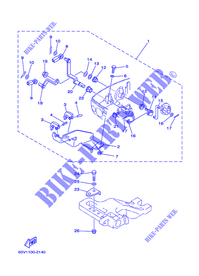 CAJA DE CONTROL REMOTO para Yamaha 9.9F Manual Starter, Tiller Handle, Manual Tilt, Pre-Mixing, Shaft 20