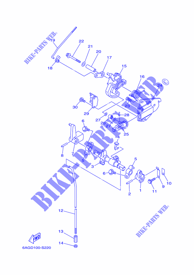 CONTROL DE ACELERADOR 1 para Yamaha F15C Manual Starter, Tiller Handle, Manual Tilt, Shaft 15
