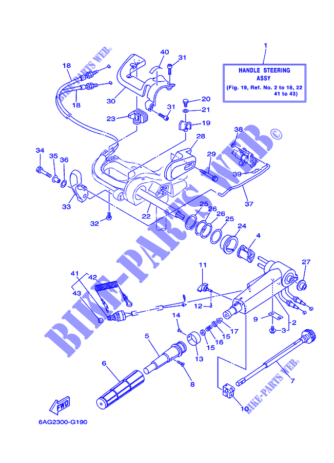 DIRECCION para Yamaha F15C Electric Starter, Tiller Handle, Manual Tilt, Shaft 20
