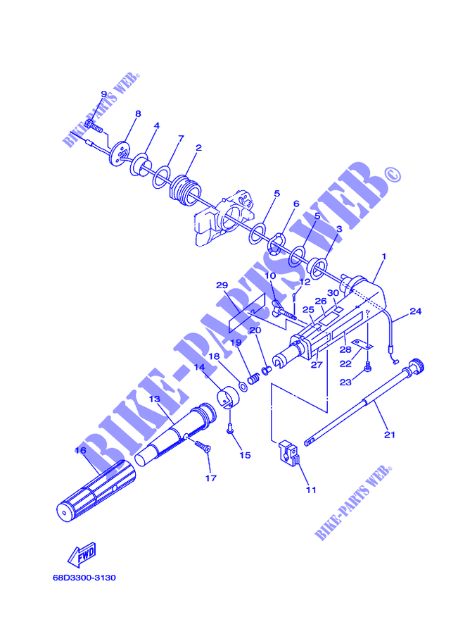 DIRECCION para Yamaha F4A Manual Starter, Tiller Handle, Manual Tilt, Shaft 20