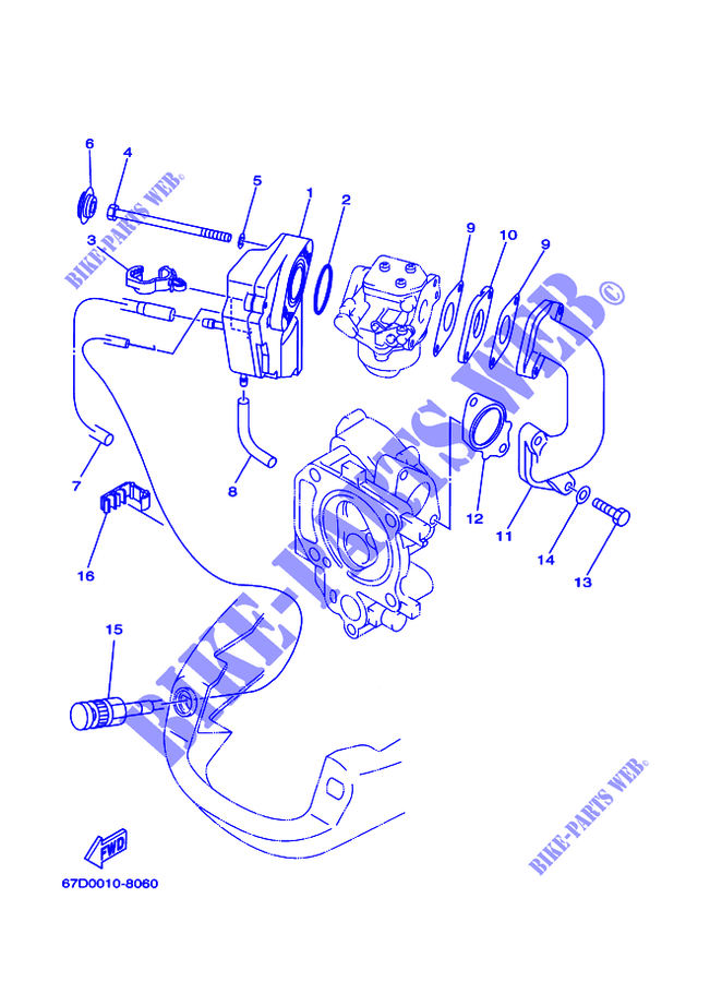 ADMISION para Yamaha F4A Manual Starter, Tiller Handle, Manual Tilt, Shaft 15