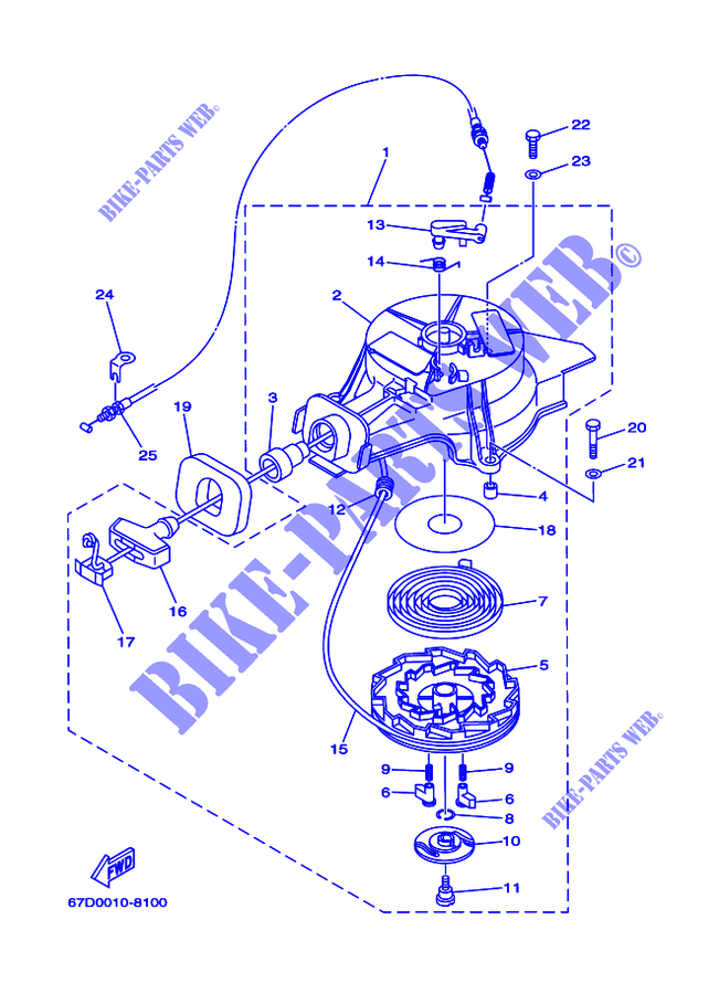 MOTOR ARRANQUE para Yamaha F4A 4 Stroke, Manual Starter, Tiller Handle, Manual Tilt 2001