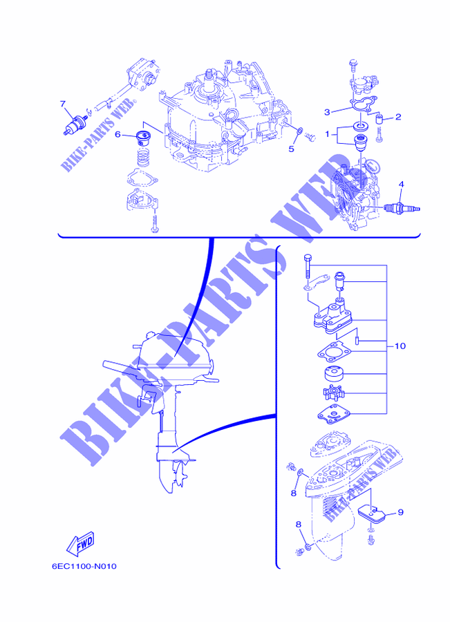 PIEZAS DE MANTENIMIENTO para Yamaha F4B Manual Starter, Tiller Handle, Manual Tilt, Shaft 15