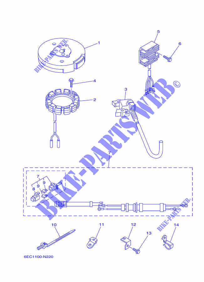PIEZAS OPCIONALES para Yamaha F4B Manual Starter, Tiller Handle, Manual Tilt, Shaft 15