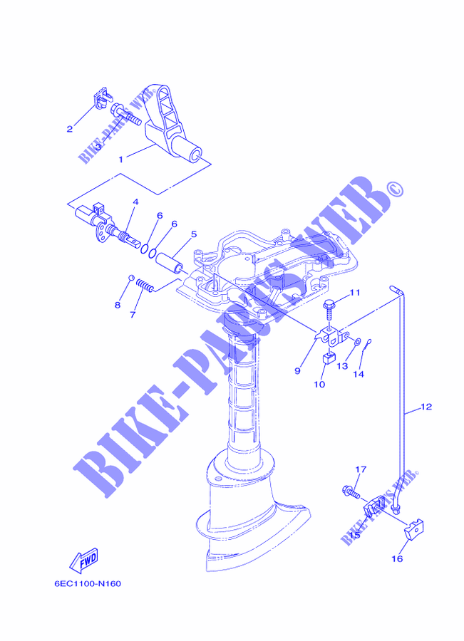 CONTROL DE ACELERADOR para Yamaha F4B Manual Starter, Tiller Handle, Manual Tilt, Shaft 20