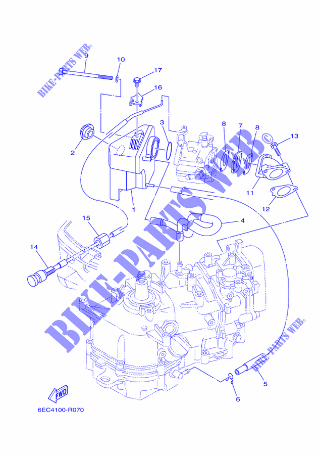 ADMISION para Yamaha F4B Manual Starter, Tiller Handle, Manual Tilt, Shaft 20