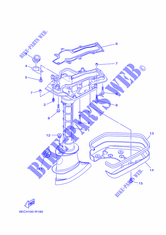 CARTER para Yamaha F5A Manual Starter, Tiller Handle, Manual Tilt, Shaft 15