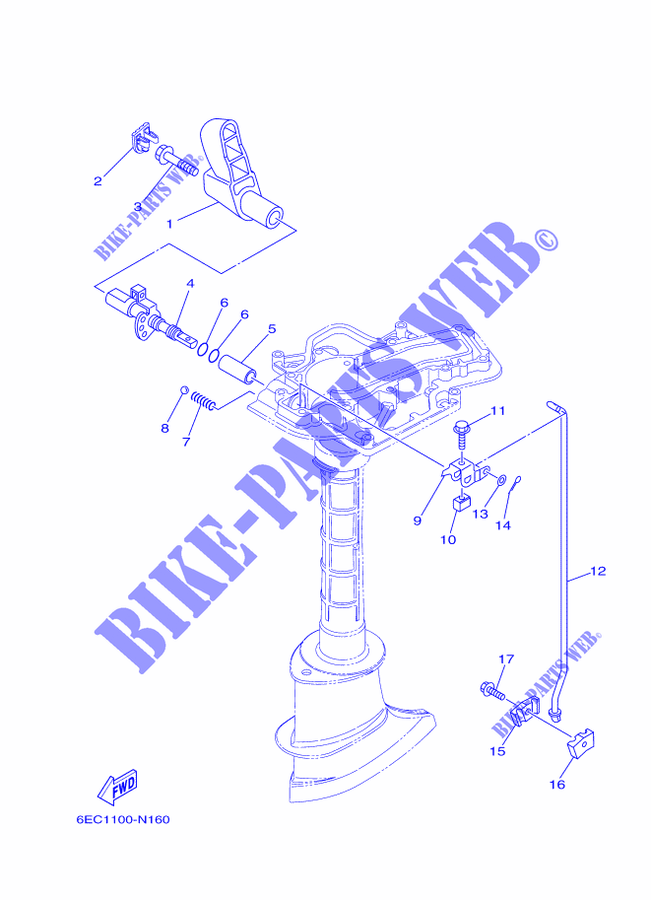 CONTROL DE ACELERADOR para Yamaha F5A Manual Starter, Tiller Handle, Manual Tilt, Shaft 20