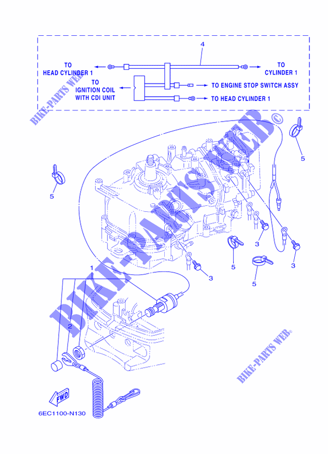 ELECTRICA  para Yamaha F6C Manual Starter, Tiller Handle, Manual Tilt, Shaft 15