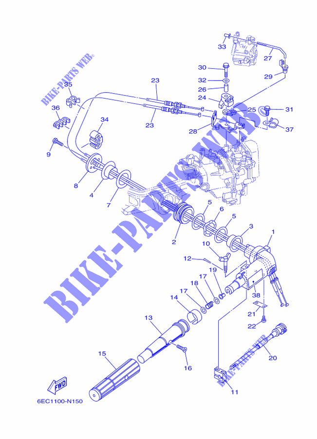 DIRECCION para Yamaha F6C Manual Starter, Tiller Handle, Manual Tilt, Shaft 15