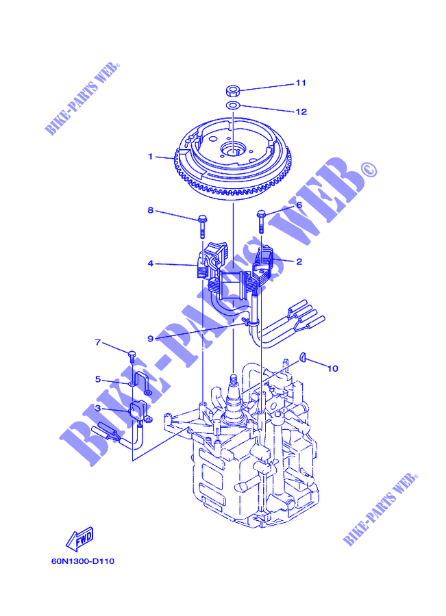 ALTA para Yamaha F8C Manual Starter, Tiller Handle, Manual Tilt, Shaft 20