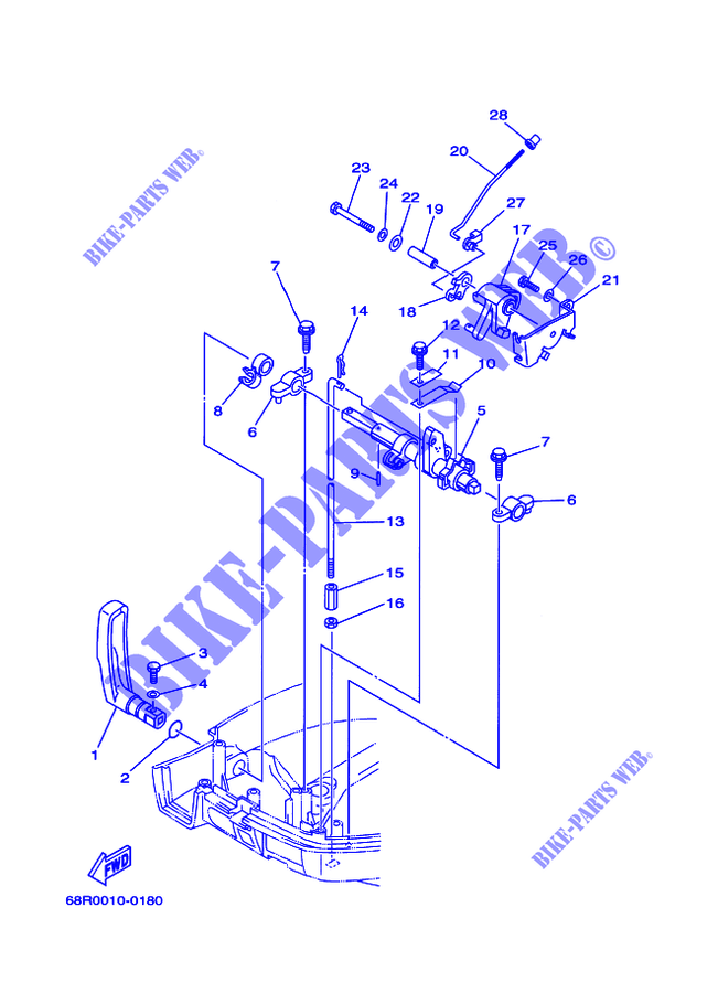 CONTROL DE ACELERADOR para Yamaha F8M Manual Start, Manual Tilt, Tiller Control, Shaft 15
