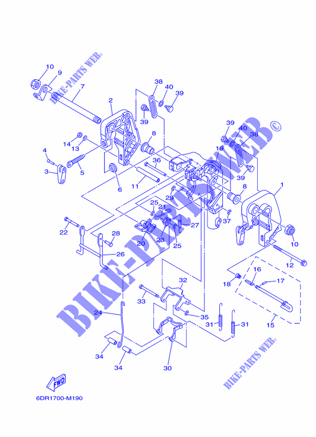 SOPORTE 1 para Yamaha F9.9J Manual Starter, Tiller Handle, Manual Tilt, Shaft 15
