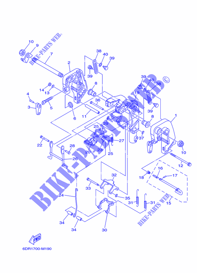 SOPORTE 1 para Yamaha F9.9J Manual Starter, Tiller Handle, Manual Tilt, Shaft 20