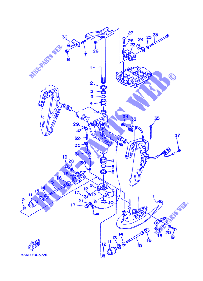 SOPORTE 4 para Yamaha 40V Electric Starter, Remote Control, Manual Tilt, Oil injection, Shaft 15
